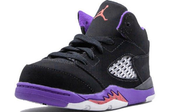 Nike Air Jordan 5 Retro Td Sko Barn Svarte Lilla