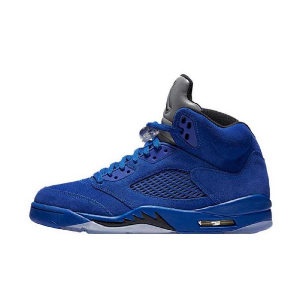 Nike Air Jordan 5 Semsket Skinn Sko Herre Blå