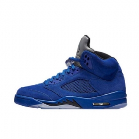 Nike Air Jordan 5 Semsket Skinn Sko Herre Blå