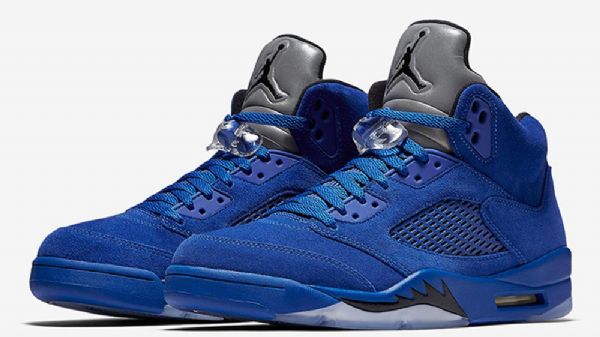 Nike Air Jordan 5 Semsket Skinn Sko Herre Blå