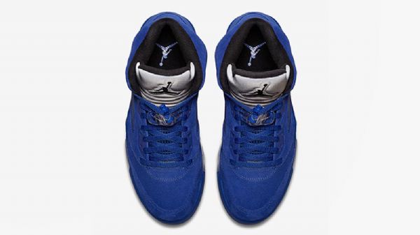 Nike Air Jordan 5 Semsket Skinn Sko Herre Blå
