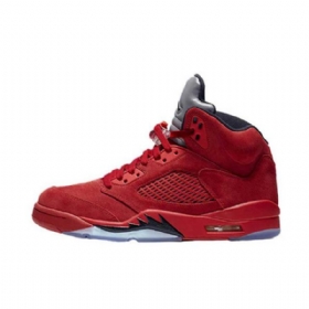 Nike Air Jordan 5 Semsket Skinn Sko Herre Rød