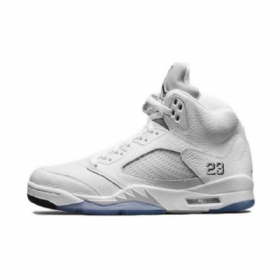 Nike Air Jordan 5 Sko Herre Hvite Sølv