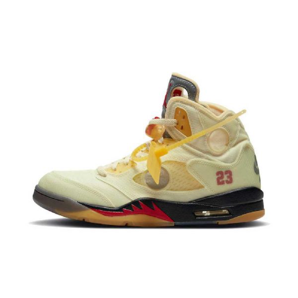Nike Off-white X Air Jordan 5 Fire Sko Herre Gul