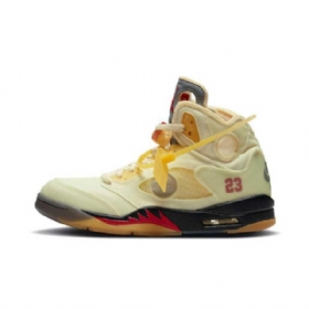 Nike Off-white X Air Jordan 5 Fire Sko Herre Gul