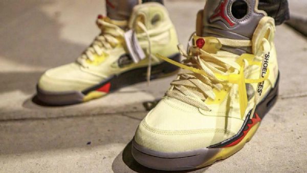 Nike Off-white X Air Jordan 5 Fire Sko Herre Gul