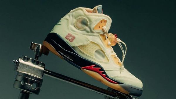 Nike Off-white X Air Jordan 5 Fire Sko Herre Gul
