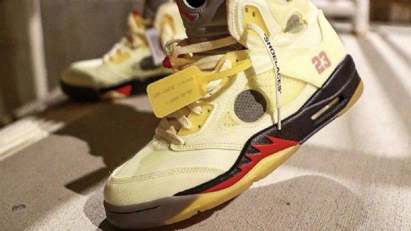 Nike Off-white X Air Jordan 5 Fire Sko Herre Gul