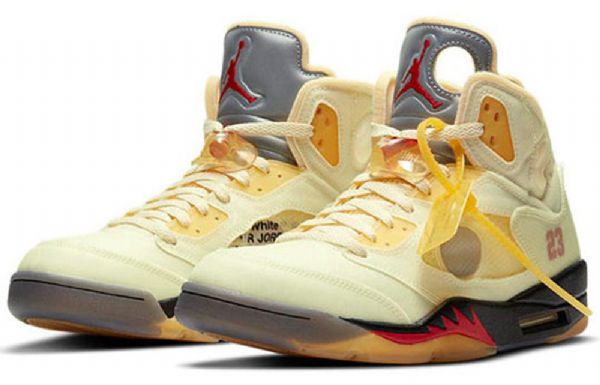 Nike Off-white X Air Jordan 5 Sp Retro Basketball Shoes Herre Khaki