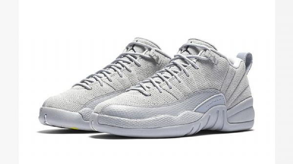 Nike Air Jordan 12 Low Tops Semsket Skinn Sko Herre Grå