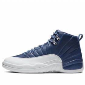 Nike Air Jordan 12 Retro Basketball Shoes Herre Marineblå Hvite