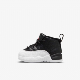 Nike Air Jordan 12 Retro Sko Barn Svarte Hvite Rød