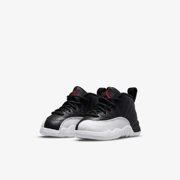 Nike Air Jordan 12 Retro Sko Barn Svarte Hvite Rød