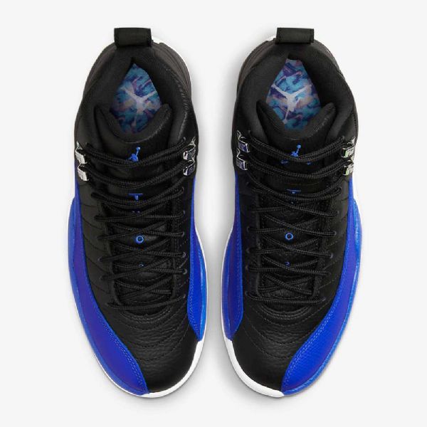 Nike Air Jordan 12 Retro Sko Dame Svarte Sølv Hvite Kongeblå