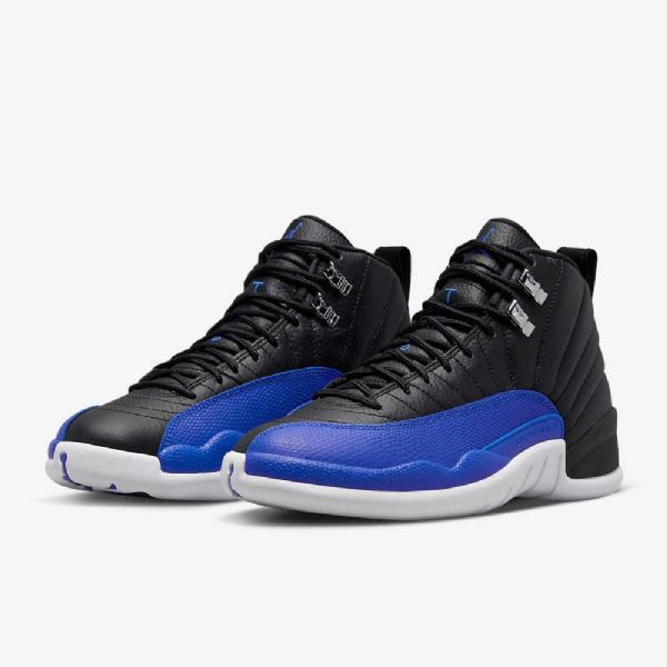 Nike Air Jordan 12 Retro Sko Dame Svarte Sølv Hvite Kongeblå