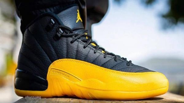 Nike Air Jordan 12 Sko Herre Gull Svarte