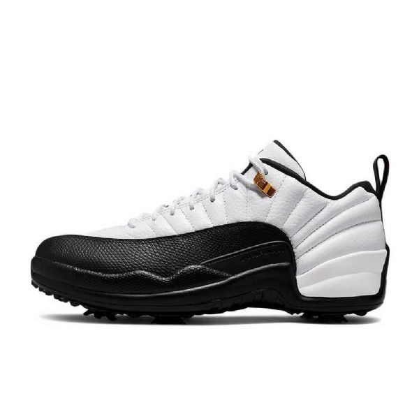 Nike Air Jordan 12 Taxi Semsket Skinn Sko Herre Hvite Svarte