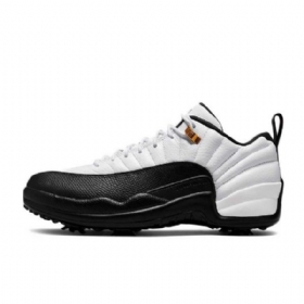 Nike Air Jordan 12 Taxi Semsket Skinn Sko Herre Hvite Svarte