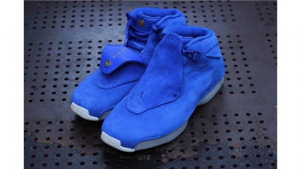 Nike Air Jordan 18 Semsket Skinn Sko Herre Blå