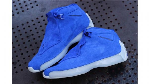 Nike Air Jordan 18 Semsket Skinn Sko Herre Blå