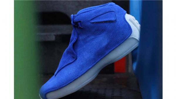 Nike Air Jordan 18 Semsket Skinn Sko Herre Blå