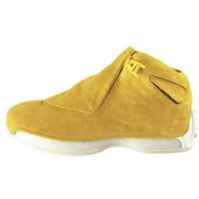Nike Air Jordan 18 Semsket Skinn Sko Herre Gul