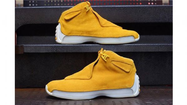 Nike Air Jordan 18 Semsket Skinn Sko Herre Gul